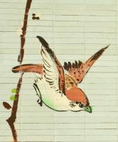 Kínai bambuszra festett fali kép, Kézzel festett, feltekerhető kép 30x90 cm