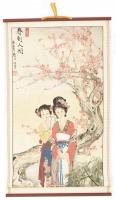 Kínai kartonra nyomott fali kép, Kézzel festett, feltekerhető kép 33x51 cm