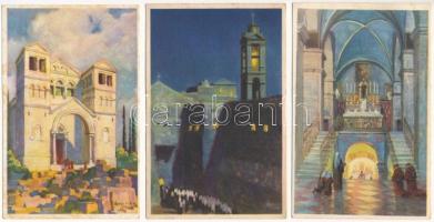 6 db RÉGI magyar vallásos művész motívum képeslap Hollós Endre pinx / 6 pre-1945 Hungarian religious art motive postcards