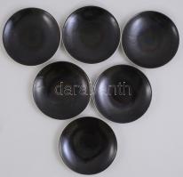 Gránit porcelán art deco mokkás készlet részlet 6 db csésze, aljjal, cukordoboz.. Jelzett, kis kopás...