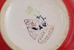 Gránit porcelán art deco mokkás készlet részlet 6 db csésze, aljjal, cukordoboz.. Jelzett, kis kopás...