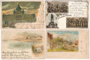 Németország 1898-1900 4 db vegyes minőségű litho képeslap / Germany 4 mixed quality litho cards