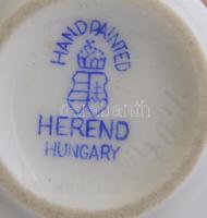 Herendi rózsa mintás porcelán vázácska. Kézzel festett, jelzett, hibátlan. 8 cm