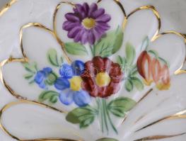Herendi virág mintás, levél formájú porcelán kínáló tálka  Kézzel festett, jelzett, minimális kopáss...