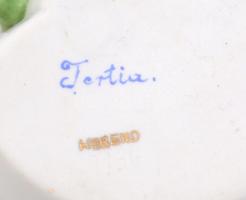 Herendi virág mintás, levél formájú porcelán kínáló tálka  Kézzel festett, jelzett, minimális kopáss...