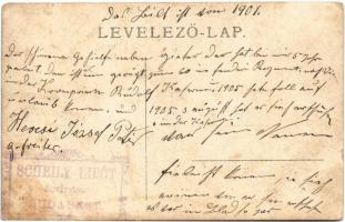 1901 Budapest III. Óbuda, Scheily Lipót fodrász és segédei. Szentendrei út 30. photo  (EB)