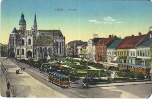 1918 Kassa, Kosice; Fő utca, dóm, villamosok / main street, cathedral, trams (EM)