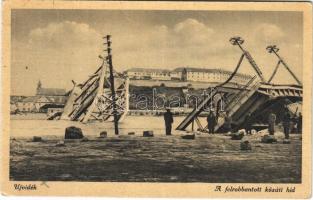 Újvidék, Novi Sad; a felrobbantott közúti híd. Zima Károly és társa kiadása / destroyed bridge