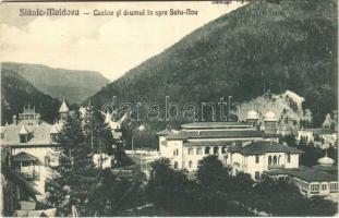 1929 Slanic-Moldova, Szlanikfürdő; Cazino si drumul in spre Satu-Nou / casino, road, church. Edit. Gusti Feuerstein