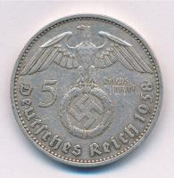 Német Harmadik Birodalom 1938F 5M Ag "Hindenburg" T:2
German Third Empire 1938F 5 Mark Ag...