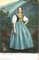 Tiroler Trachten. Meraner Bäuerin (Südtirol) / South Tyrolean folklore, peasant woman from Merano (EK)