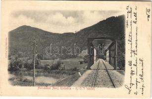 1901 Abos-Kisladna, Obisovce-Malá Lodina; Hernád vasúti híd a K.O.V. (Kassa-Oderbergi Vasút, KsOD) mentén. Geruska Pál kiadása / railway bridge