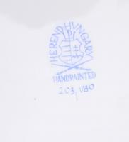 Herendi Viktória mintás porcelán. Levél formájú tálka. Kézzel festett, jelzett, hibátlan. 20x17 cm