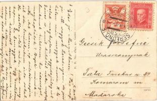 1926 Szerednye, Seredne, Serednie; templom / church + kétnyelvű bélyegző / bilingual cancellation