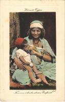 Femme Arabe et son Enfant / Arab woman breast-feeding her child (EK)