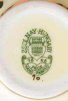 Zsolnay porcelán pillangó mintás kis kaspó. Kézzel festett, jelzett, hibátlan. 7 cm