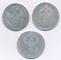 1804B,1805B,1806B 20kr Ag "I. Ferenc" Körmöcbánya (3xklf) T:2- juszt. / Hungary 1804B,1805...