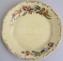 Zsolnay tavasz mintás süteményes készlet 6+1 darabos, kézzel festett, jelzett, a tálon repedéssel