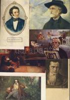 Zeneszerzők 21 db régi képeslap
