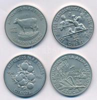 Kuba 1981-1982. 1P Ag (4xklf) emlékkiadások T:1- patina Cuba 1981-1982. 1 Peso Ag (4xdiff) commemorative issues C:AU patina