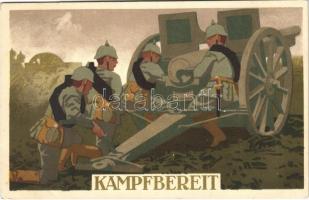 Kampfbereit / WWI German military art postcard. litho s: W. I. (EK)