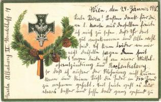 1916 Offizielle Karte für Rotes Kreuz, Kriegsfürsorgeamt Kriegshilfsbüro Nr. 320. / WWI Austro-Hungarian K.u.K. military art postcard, charity fund (EK)