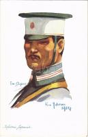 Infanterie Japonaise / WWI military art postcard. Visé Paris No. 12. Nos Alliés s: Em. Dupuis