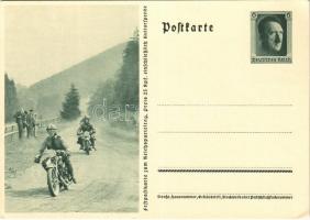 Festpostkarte zum Reichsparteitag / NSDAP German Nazi Party propaganda, motorcycle, bike, swastika; 6 Ga. (EK)