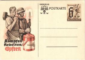 Kämpfen Arbeiten Opfern; Winterhilfswerk WHW / "Fight, work, sacrifice" NSDAP German Nazi Party working class, labor propaganda, swastika; 6+4 Ga. s: Atel. Albrecht