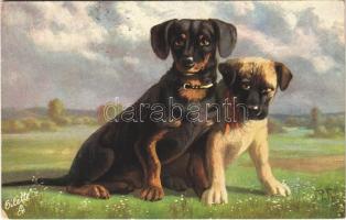 1914 Dogs. Raphael Tuck & Sons Oilette Serie Dackel No. 467. (EK)