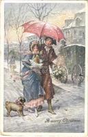 1918 A Merry Christmas! Christmas greeting art postcard. B.K.W.I. (EK)