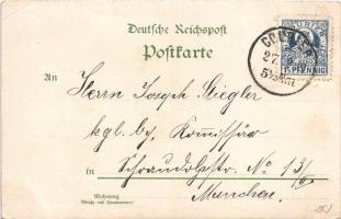 1899 Herzlichen Glückwunsch zum neuen Jahre! / New Year greeting art postcard with dwarves, horsesho...