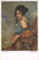 Zigeunerblut / Gypsy folklore lady art postcard. Wohlgemuth & Lissner Kunst-Kenner-Karte No. 5123. s: Prof. Schmutzler (EK)