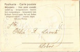 1905 Art Nouveau Lady Emb. litho (lyuk / pinhole)