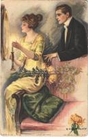 1919 Tempting Fate Lady art postcard, romantic couple. The Knapp Co. Inc. No. 319. s: T. Earl Christy (EB)