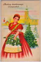 66 db régi képeslap főleg festmények, üdvözlők