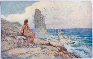 66 db régi képeslap főleg festmények, üdvözlők