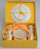 AML Royal porcelain német mokkás készlet, 6 db csésze, m: 5 cm, 6 db alj, d: 11 cm, 1 db tányér, d: ...