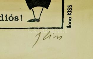 Kiss Ilona (1955-): Jó napot!, 1993-96. Szitanyomat, papír, jelzett. Számozott: 24/35. Üvegezett fa ...