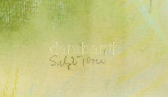 Sulyok Teréz (1959-): Tavaszvárás. Akvarell, pasztell, papír, jelzett. Üvegezett fa keretben, 48×68 ...