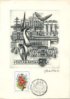 Vertel József (1922-1993): Tatabánya rézkarc szignált 14x20 cm