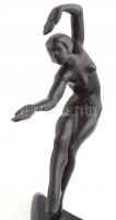 Art deco akt szobor, mozgatható talapzaton, kis kopásokkal, m: 26 cm