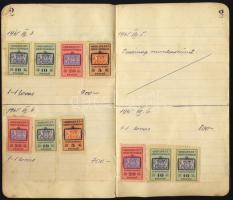 1945-1946 Forgalmi adó könyv 396 db adóbélyeggel