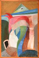 Szuromi Imre (1948-): Bogdányi út 40. (Szentendre). Olaj, vászon, jelzett. Hátoldalán autográf felir...