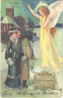 1905 Boldog új évet! Dombornyomott litho angyal / New Year greeting, Emb. litho (EK)