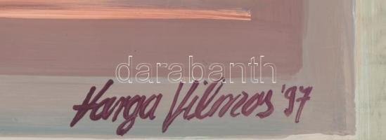 Varga Vilmos (1952-): Eger. Olaj, alumíniumlemez, jelzett. Hátoldalán autográf felirattal és művész ...