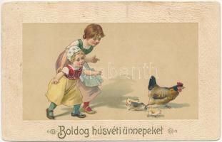 1910 Boldog húsvéti ünnepeket! / Easter, litho (ázott / wet damage)