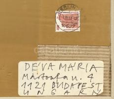 Lakner László (1936-): Képtárgy Sorozat I. ("Híd"), 1993. Kollázs, bélyeg, karton, jelzett...