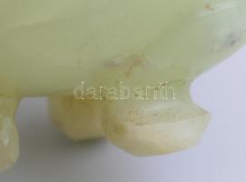 Kínai jade kő sárkányos edényke. Faragott  / Chinese jade tray with lid  10x9,5 cm