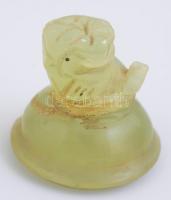 Kínai jade kő sárkányos edényke. Faragott  / Chinese jade tray with lid  10x9,5 cm